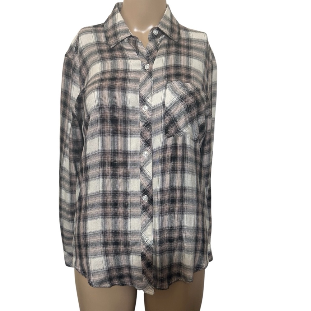 Rails White and Brown Plaid Shirt